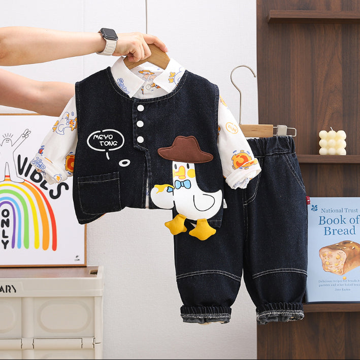 3-Piece Kids Duck Outfit β Blue or Dark Denim (1-5 Years)